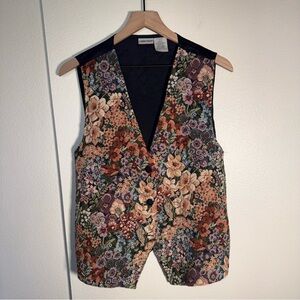 VINTAGE CABIN CREEK embroidered floral cabincore grandma coastal cowgirl vest L